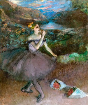Ballett Tänzerin mit Blumenstrauß Edgar Degas Ölgemälde